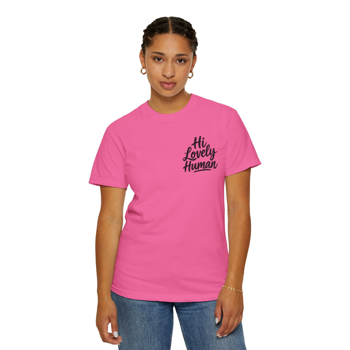 Hi Lovely Human T-Shirt – Positive Message Front & Back Adult Tee