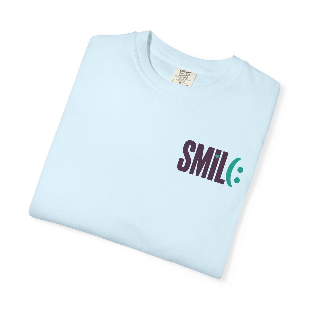 SMIL(: IT’S FREE. Front & Back Garment-Dyed Graphic Tee