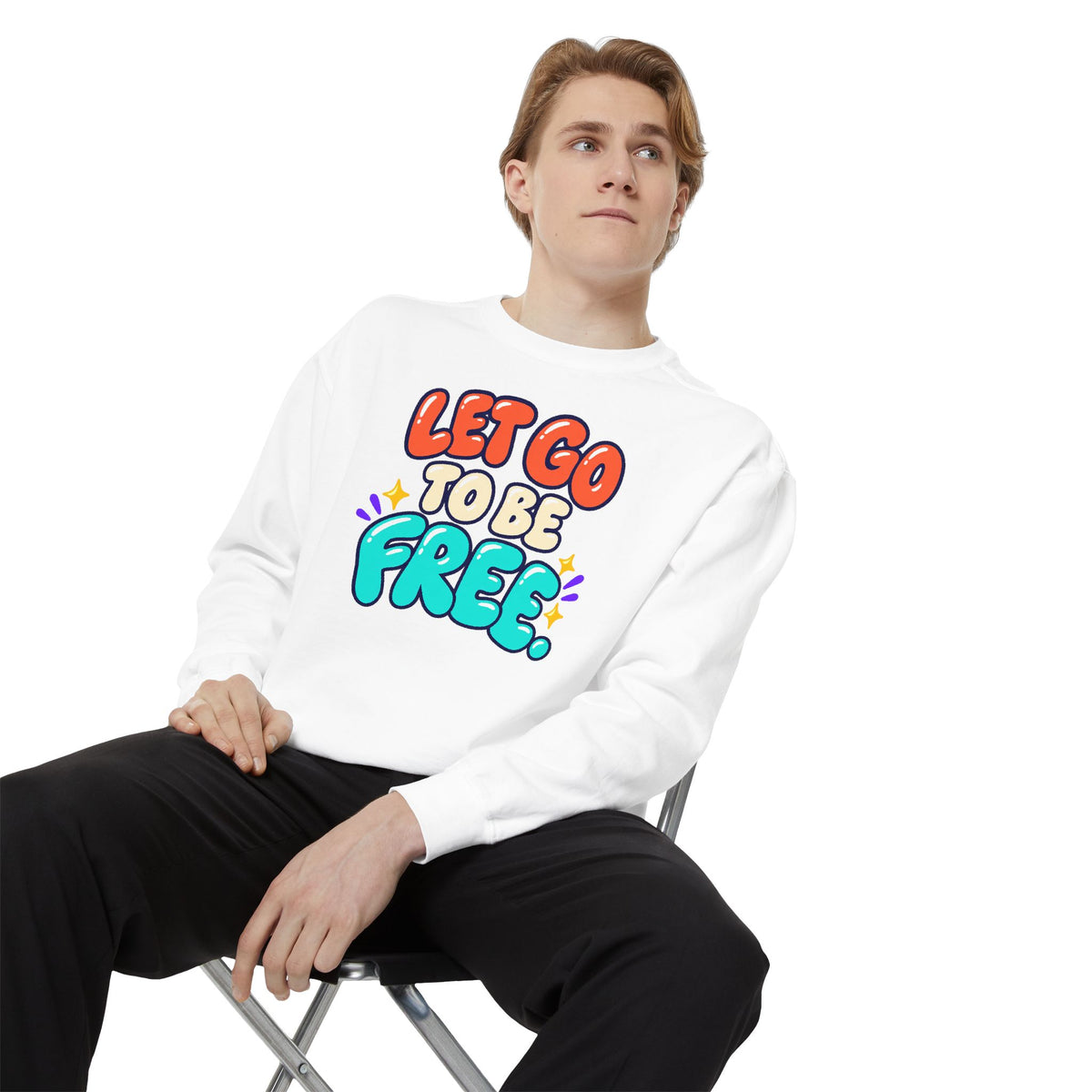 Let Go to Be Free Relaxed-Fit Sweatshirt — Lavender & Gray
