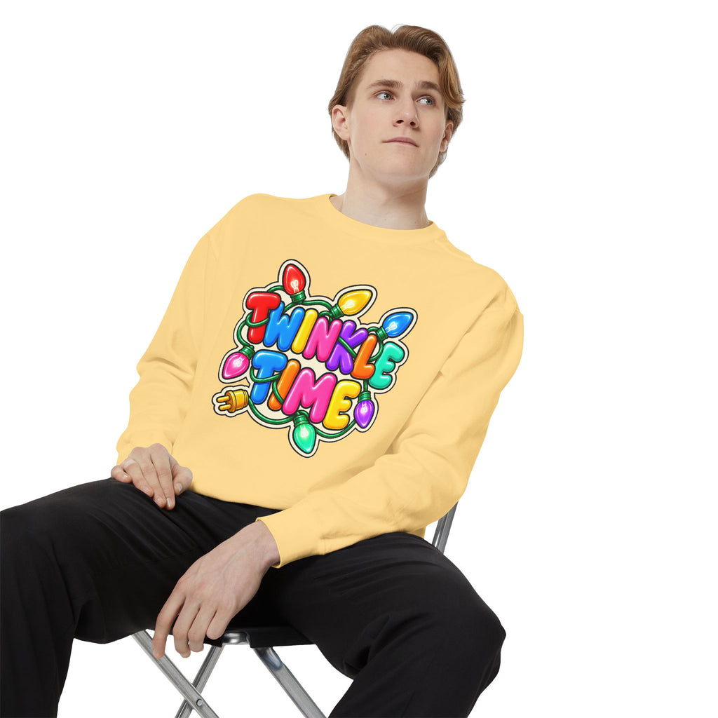 Twinkle Time Christmas - Colorful Holiday Light Graphic  Sweatshirt