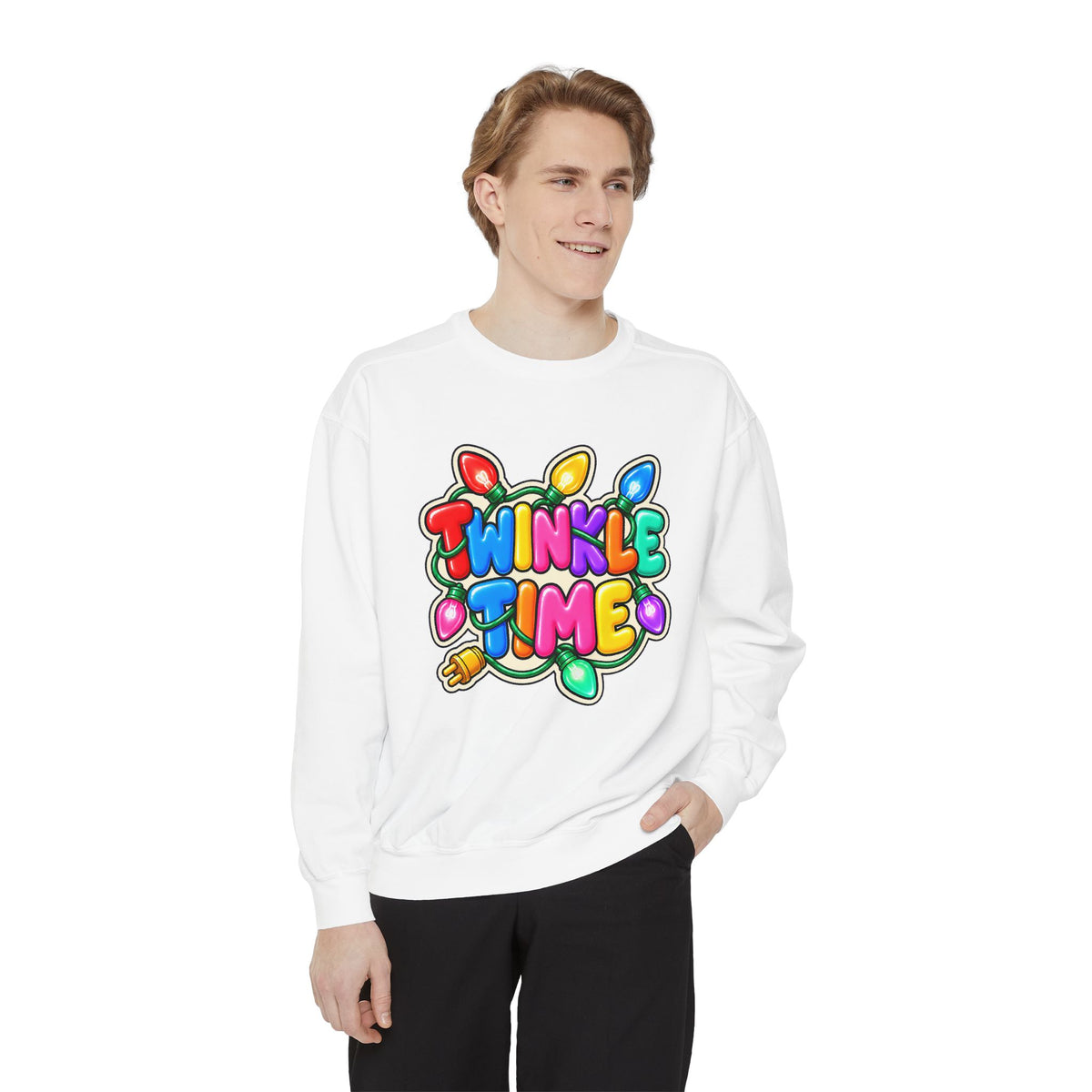 Twinkle Time Christmas - Colorful Holiday Light Graphic  Sweatshirt