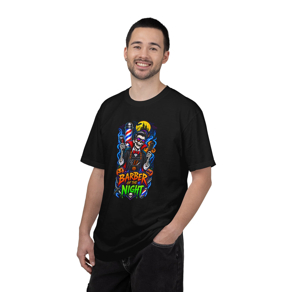 Barber of the Night Halloween Tee – Adult Unisex Barbershop Shirt