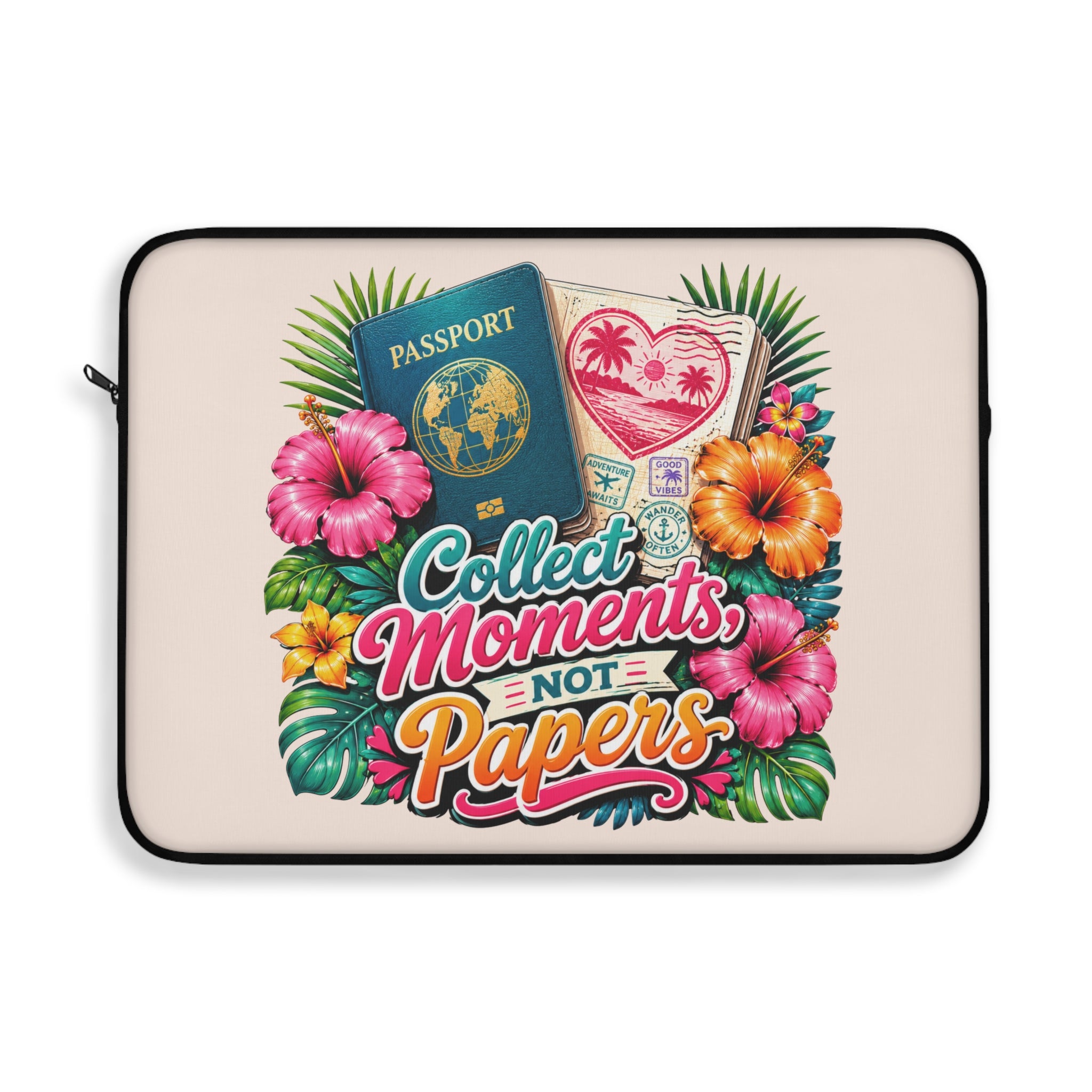 Collect Moments, Not Papers - Sunkissed Peach Laptop and iPad Sleeve