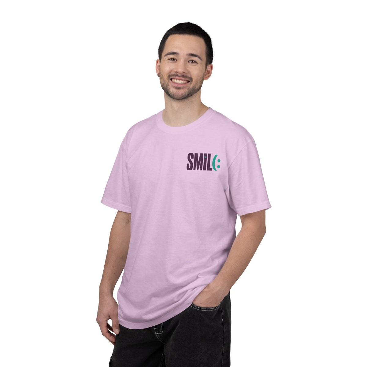 SMIL(: IT’S FREE. Front & Back Garment-Dyed Graphic Tee
