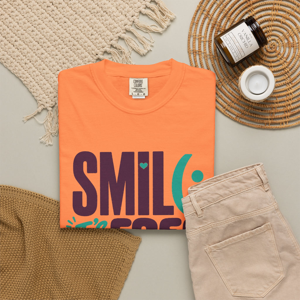 SMIL(: IT’S FREE. Plum & Teal Garment-Dyed Graphic Tee