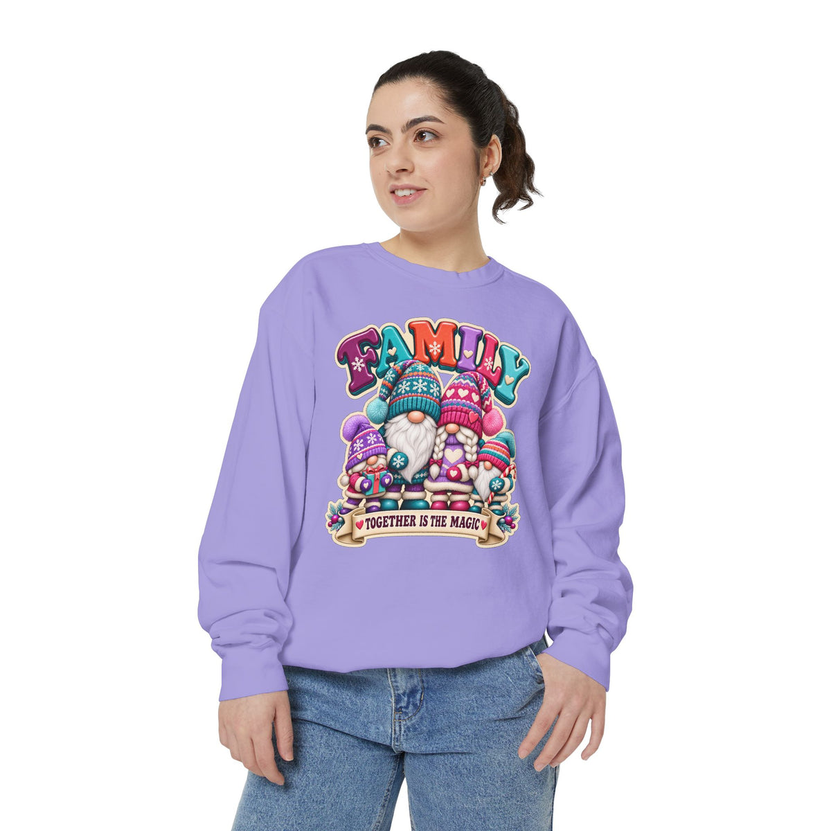 Family Gnomes "Together Is The Magic" Cozy Christmas Sweatshirt