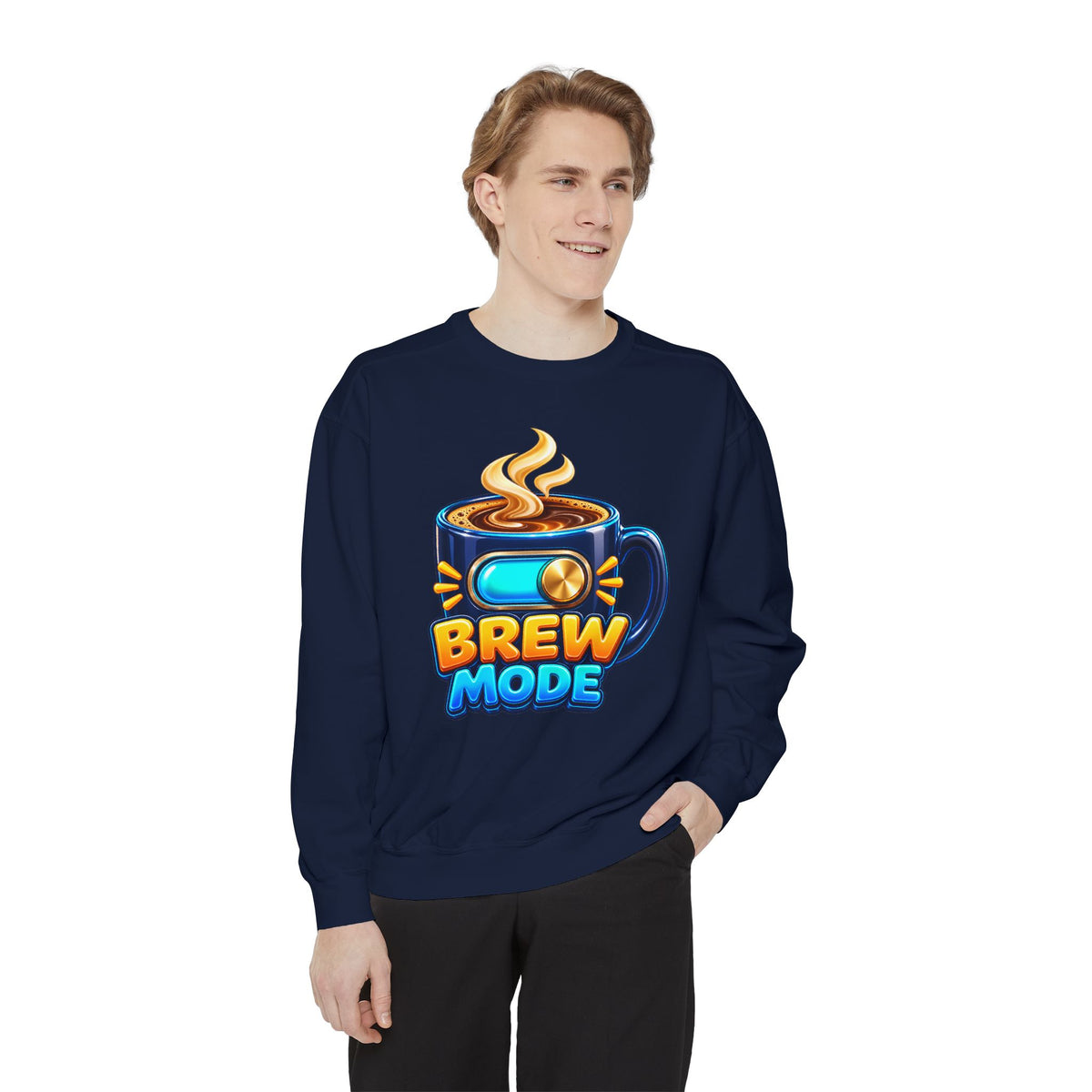 Brew Mode Coffee Lover Crewneck Sweatshirt ☕️ | Cozy Coffee Graphic Pullover