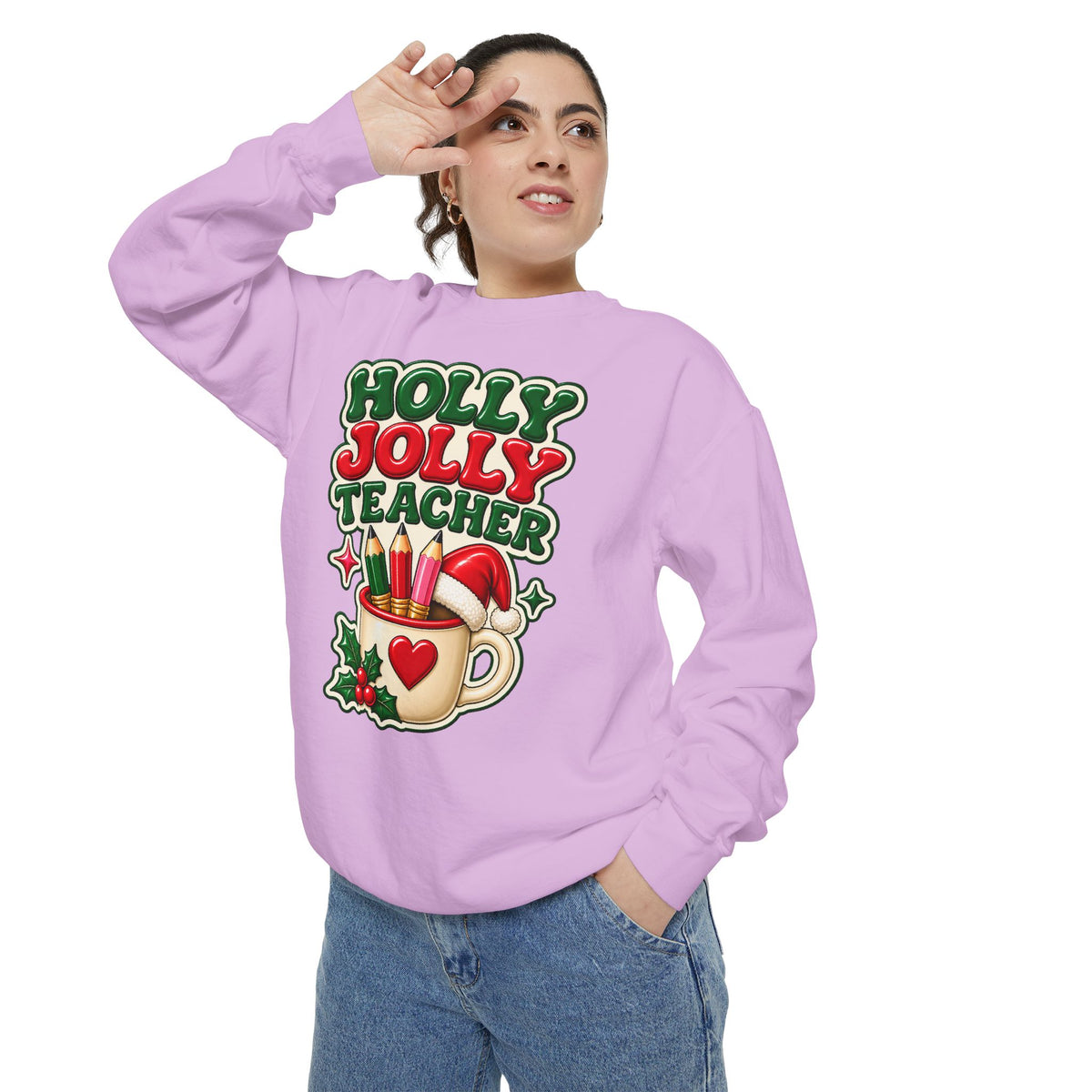 Holly Jolly Teacher Sweatshirt – Christmas Mug Holiday Teacher Gift