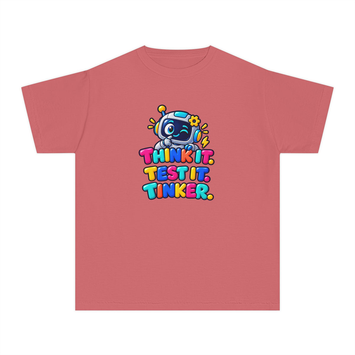 🤖 Think It. Test It. Tinker." Robot STEM Graphic Kids Tee