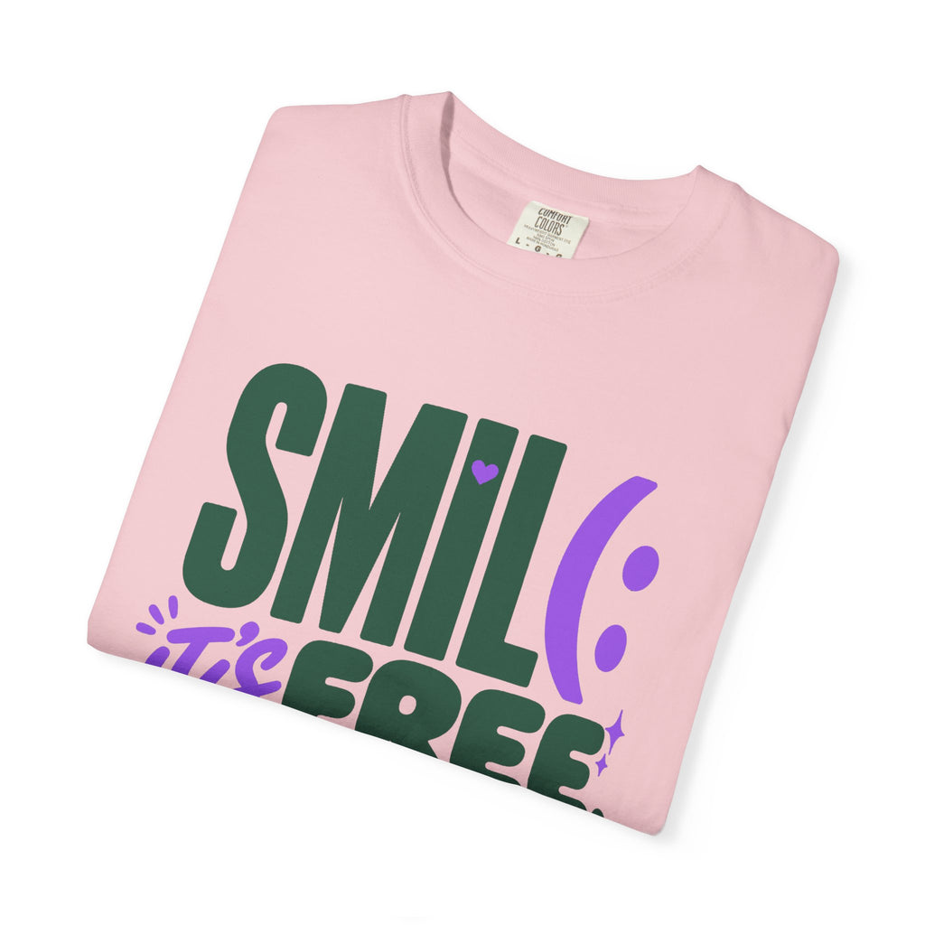 SMIL(: IT’S FREE. Forest Green & Purple Garment-Dyed Graphic Tee