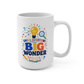 Small Questions Big Wonder Mug - Inspirational Teacher Coffee Cup - Colorful Science and Curiosity Gift for Educators