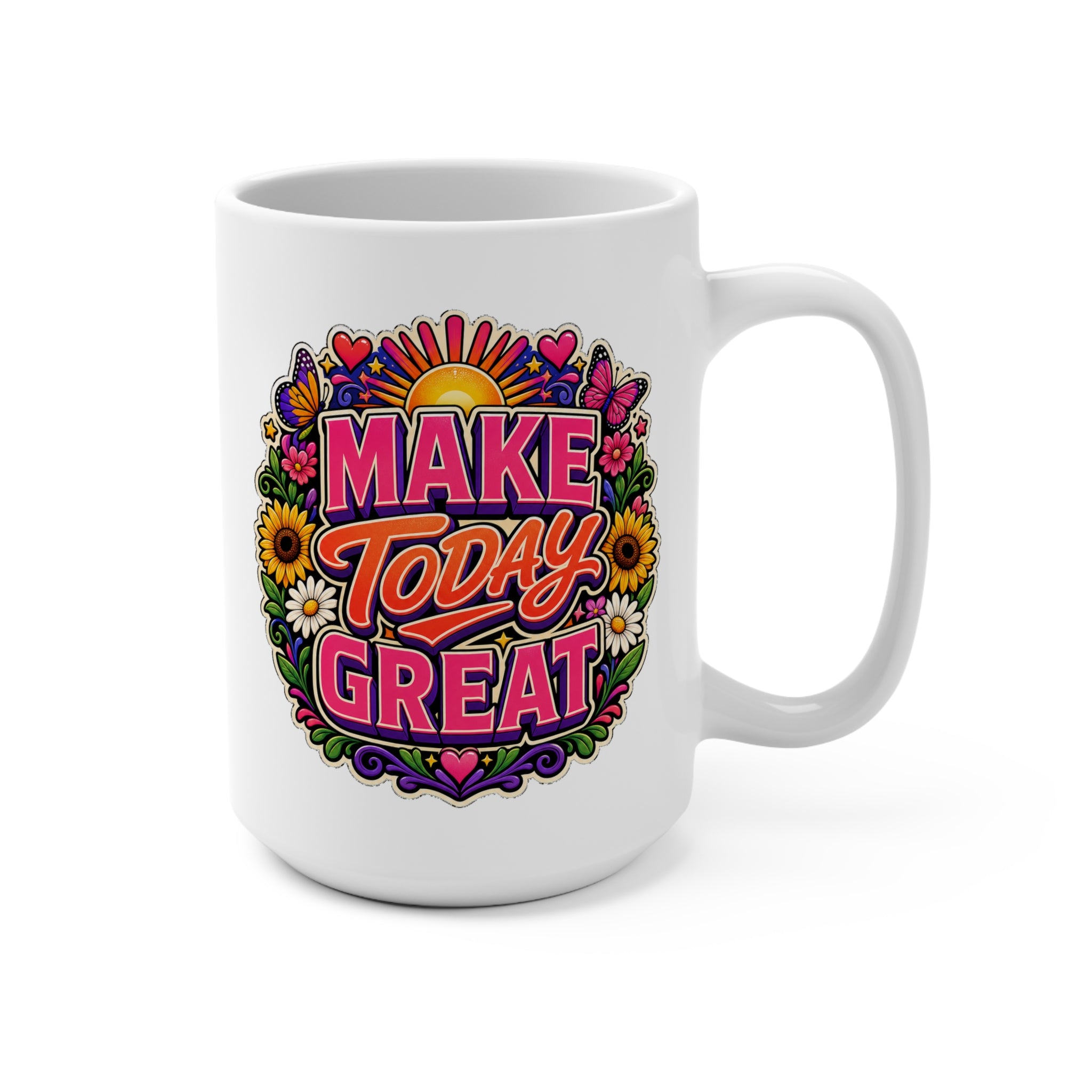 Make Today Great Mug - Inspirational Coffee Cup - Positive Motivation Gift for Women, Students, Coworkers and Goal Setters