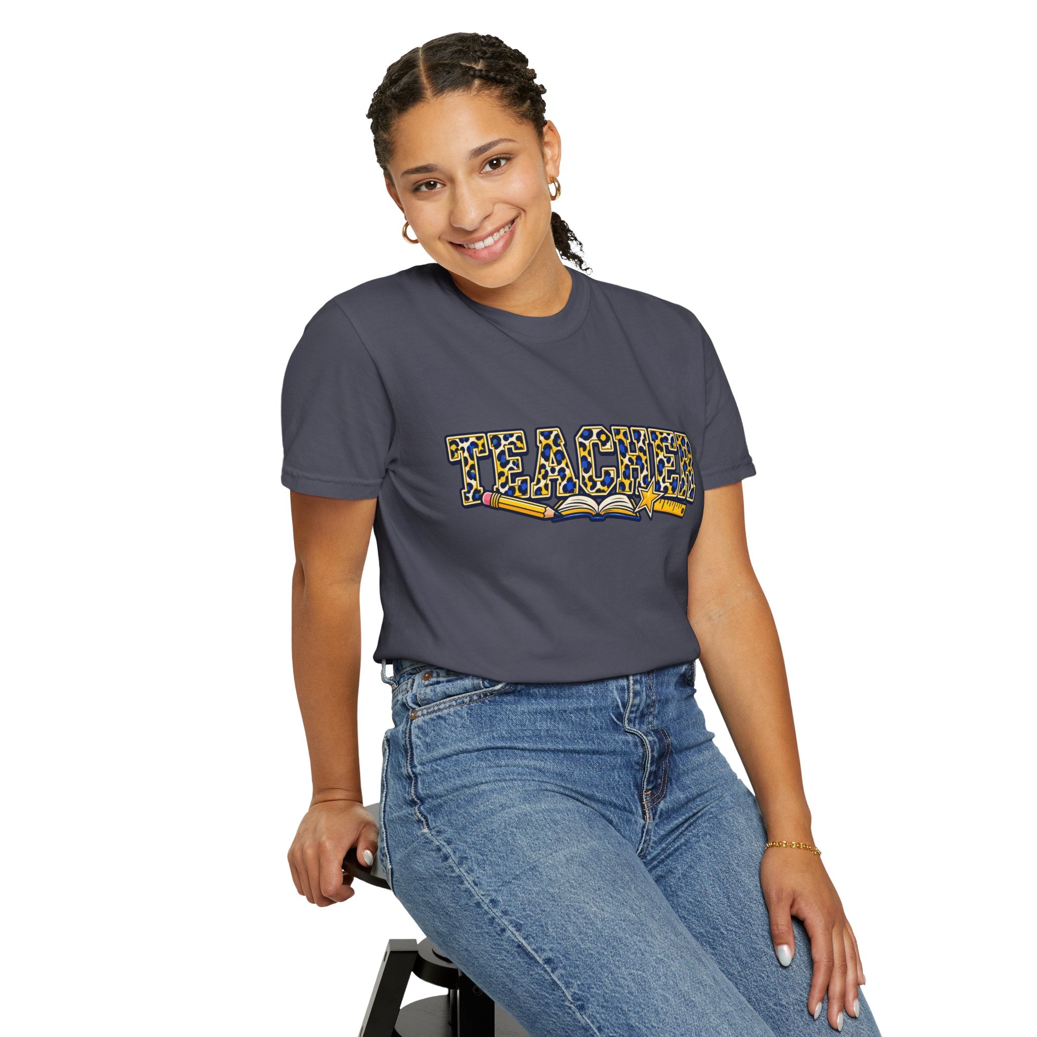 Leopard Print Teacher Comfort Colors® Heavyweight Tee 🍎✏️