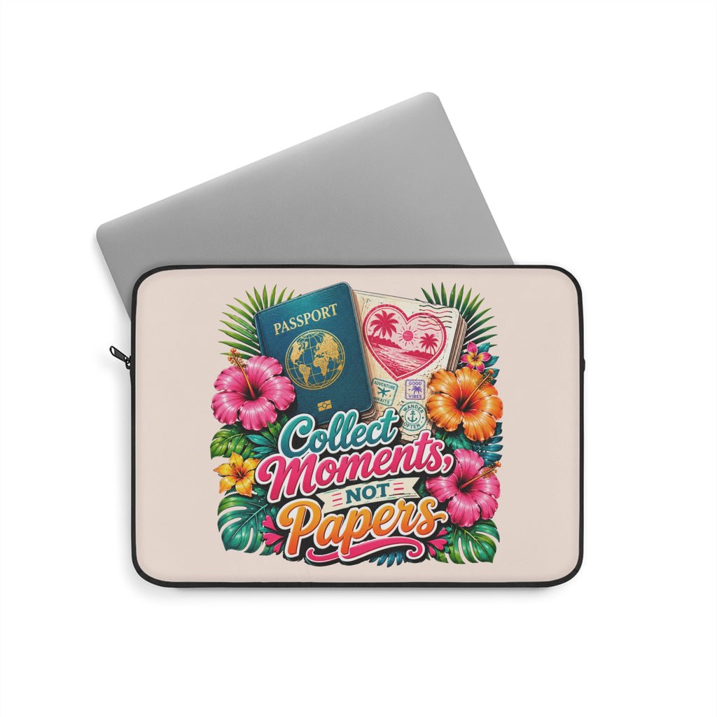 Collect Moments, Not Papers - Sunkissed Peach Laptop and iPad Sleeve