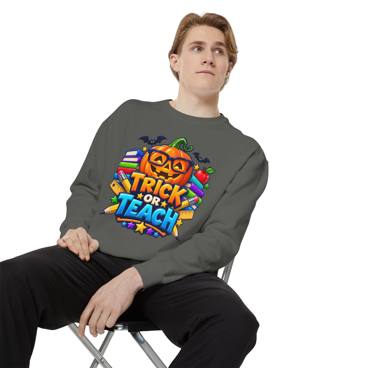 Trick or Teach Halloween Teacher Sweatshirt 🎃📚 | Pumpkin School Crewneck