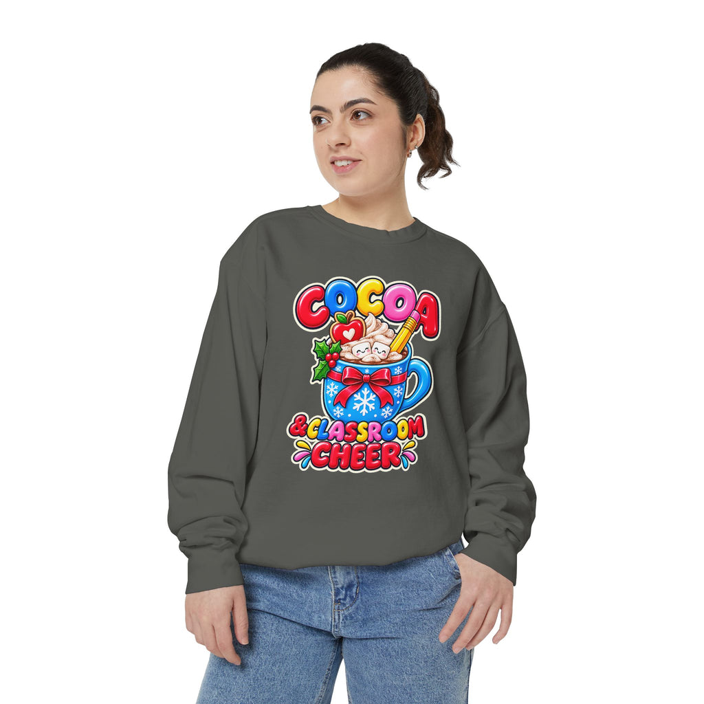 Cocoa and Classroom Cheer Christmas Sweatshirt ☕🍎❄️