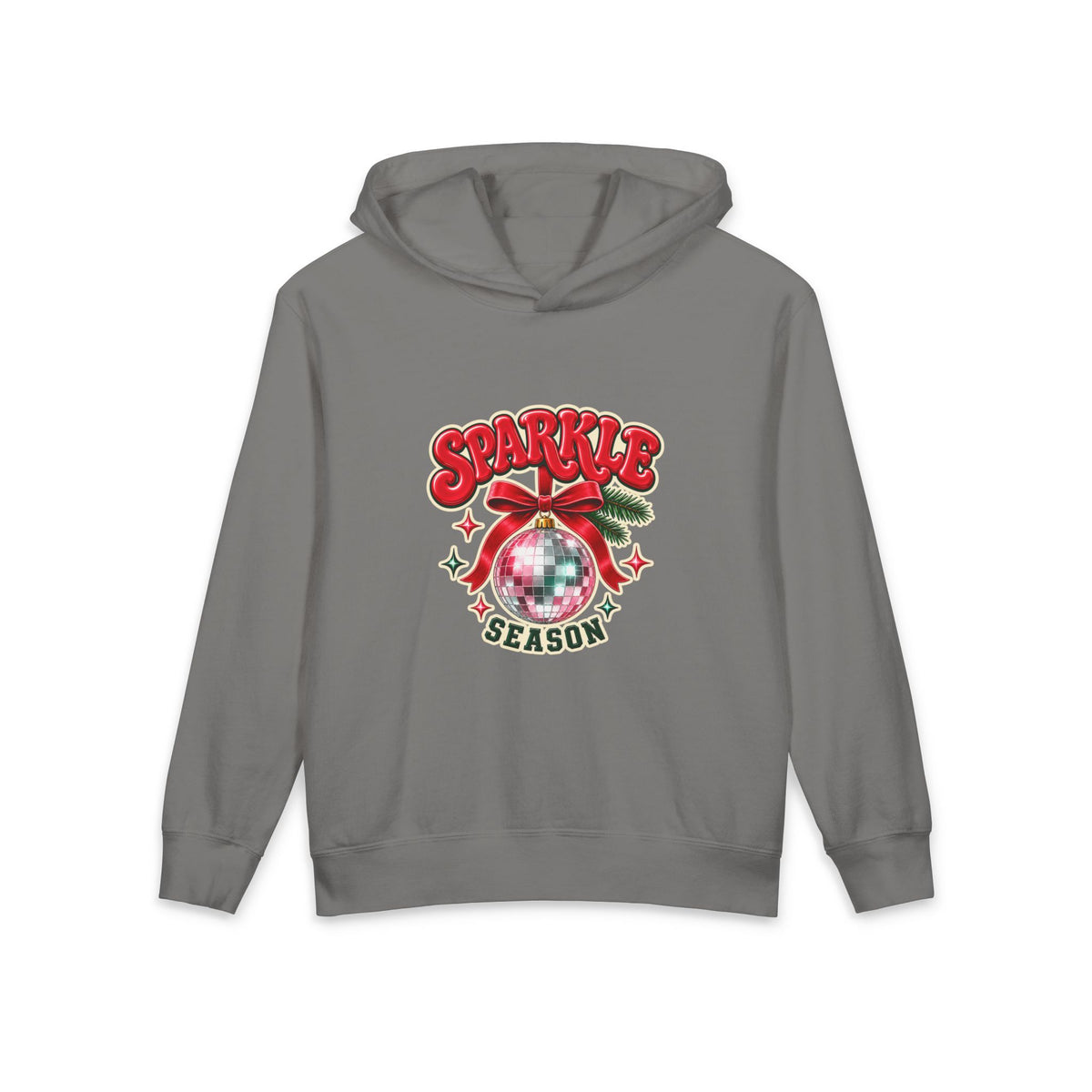 Sparkle Season Youth Hoodie — Cute Disco Ornament Christmas Sweatshirt