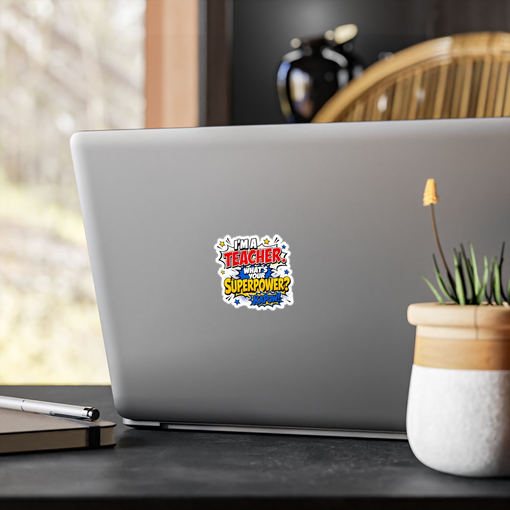Teacher Superpower Retro Comic Book Die-Cut Decal Vinyl Sticker