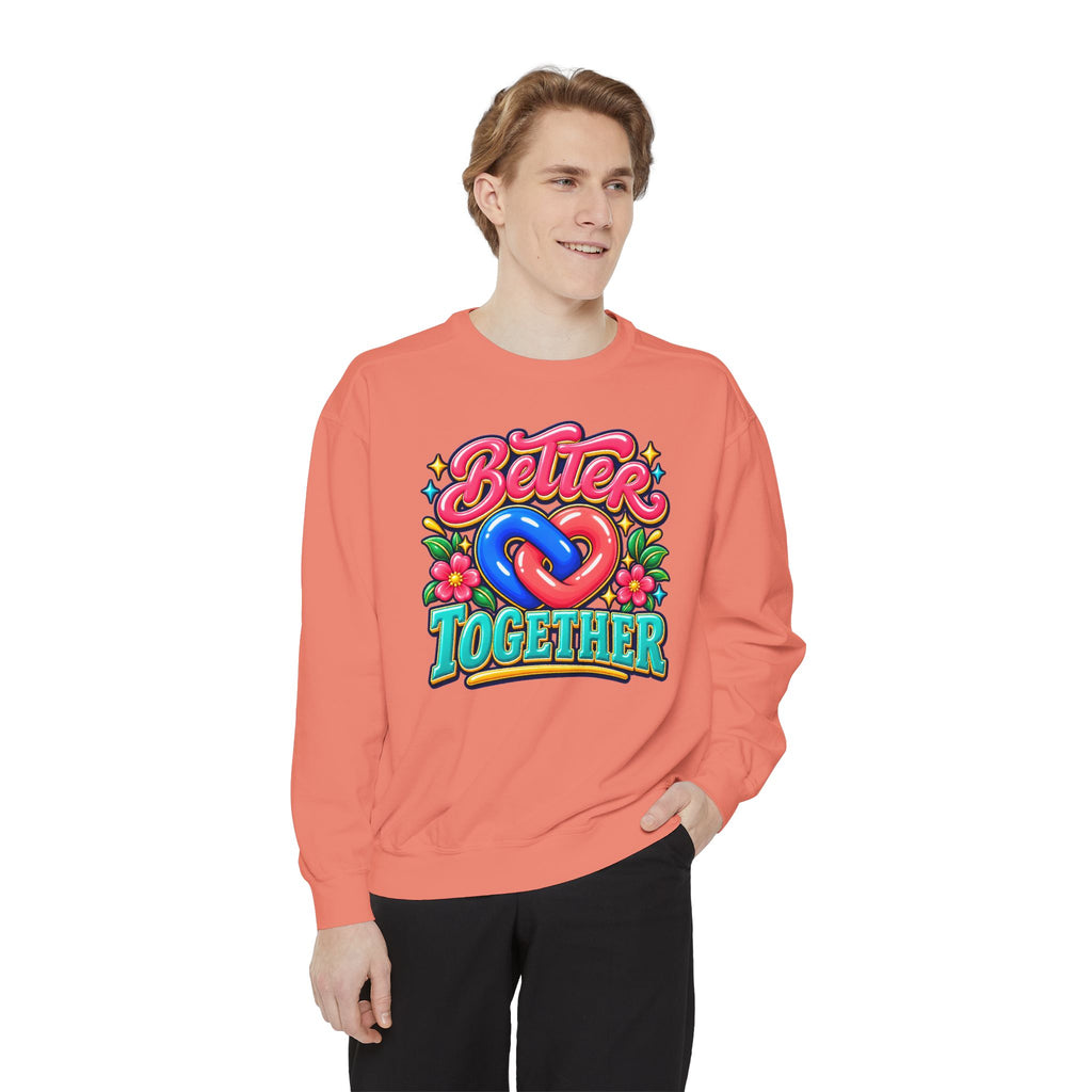 Better Together Heart Sweatshirt — Yellow & Aqua