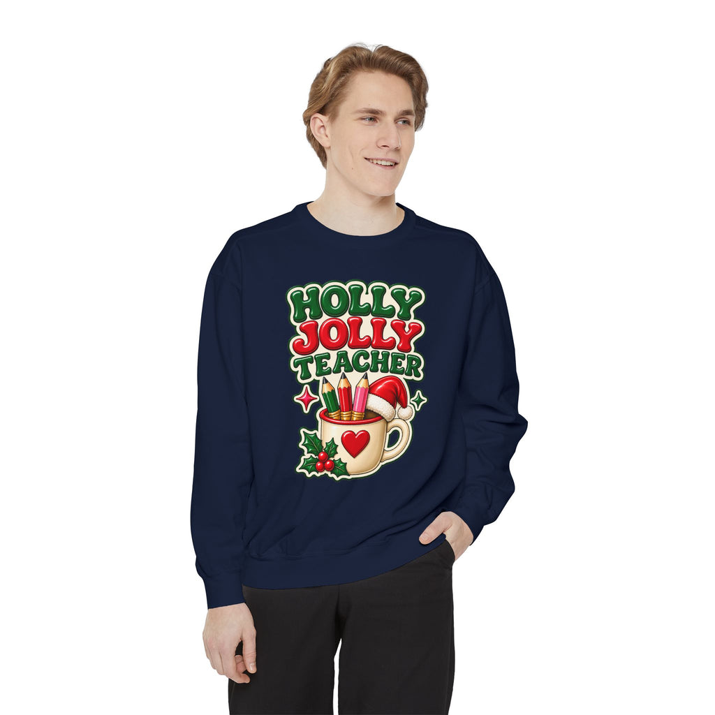 Holly Jolly Teacher Sweatshirt – Christmas Mug Holiday Teacher Gift