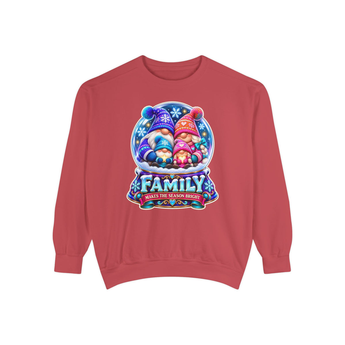 Family Gnome Christmas Sweatshirt "Family Makes the Season Bright"
