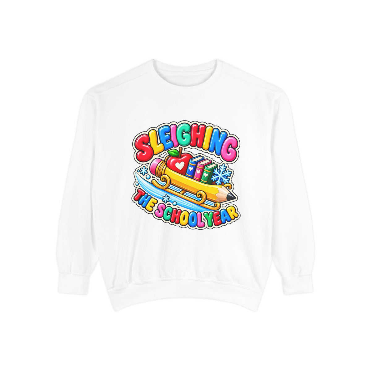 Sleighing the School Year Christmas Sweatshirt 📚🍎❄️