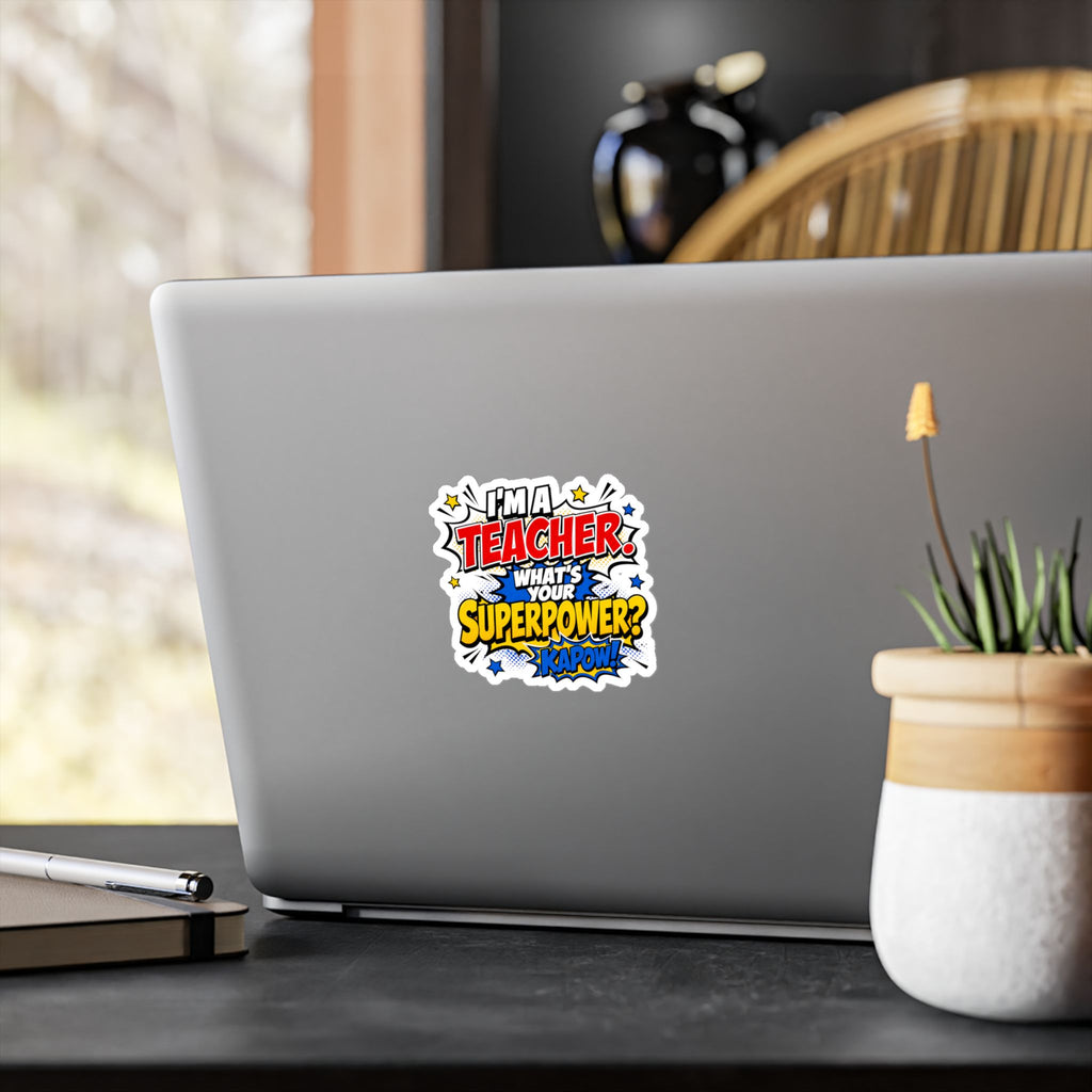Teacher Superpower Retro Comic Book Die-Cut Decal Vinyl Sticker