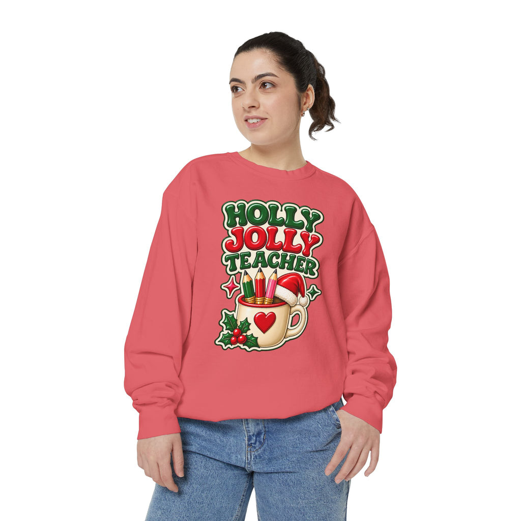 Holly Jolly Teacher Sweatshirt – Christmas Mug Holiday Teacher Gift