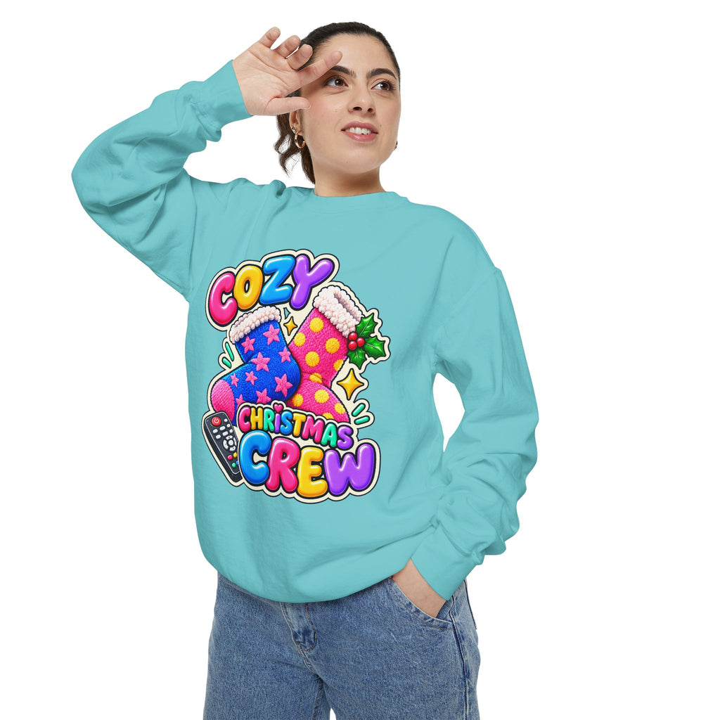 Cozy Christmas Crew Crewneck Sweatshirt 🧦🎄📺