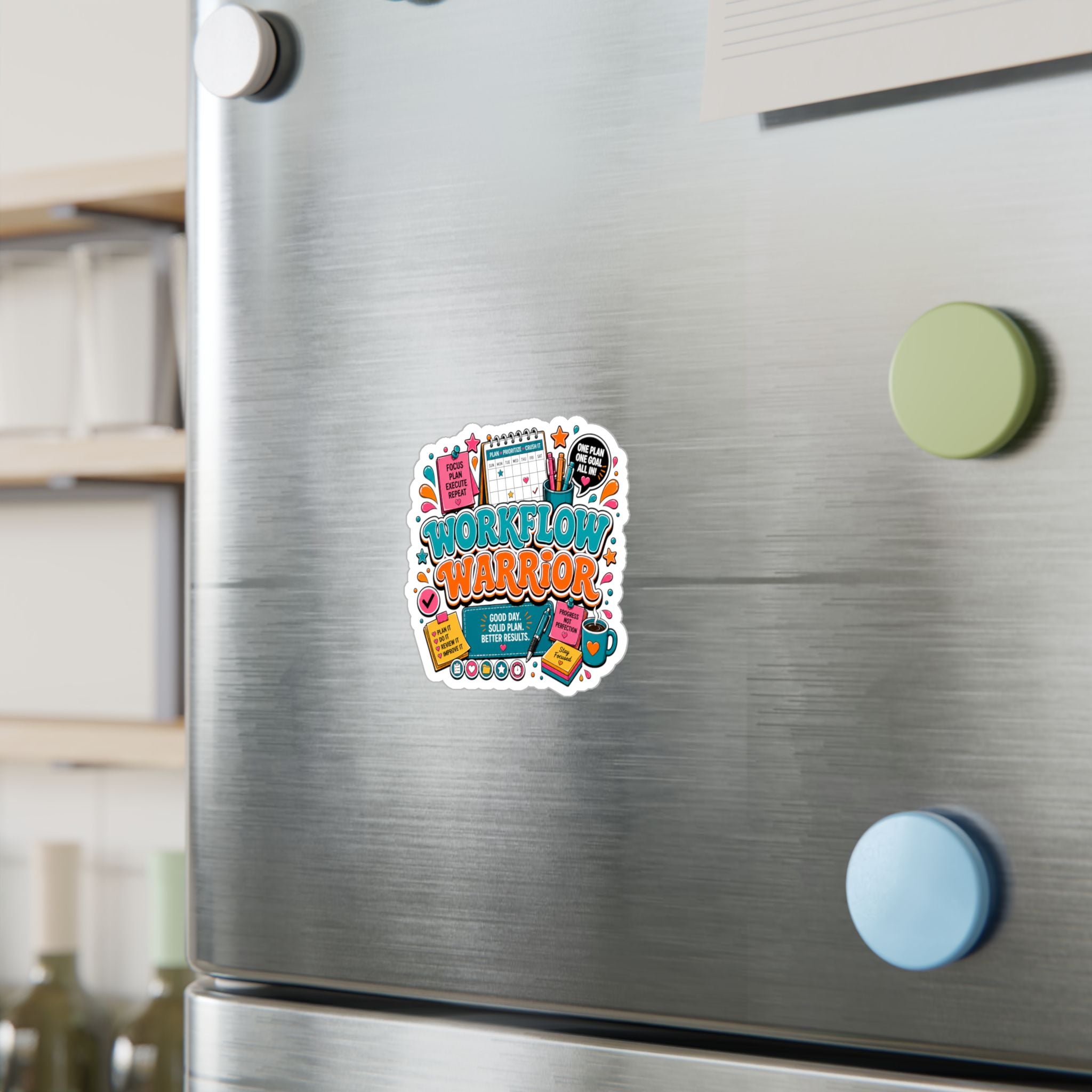 Workflow Warrior Vinyl Sticker – Productivity Planner Decor (Kiss-Cut)