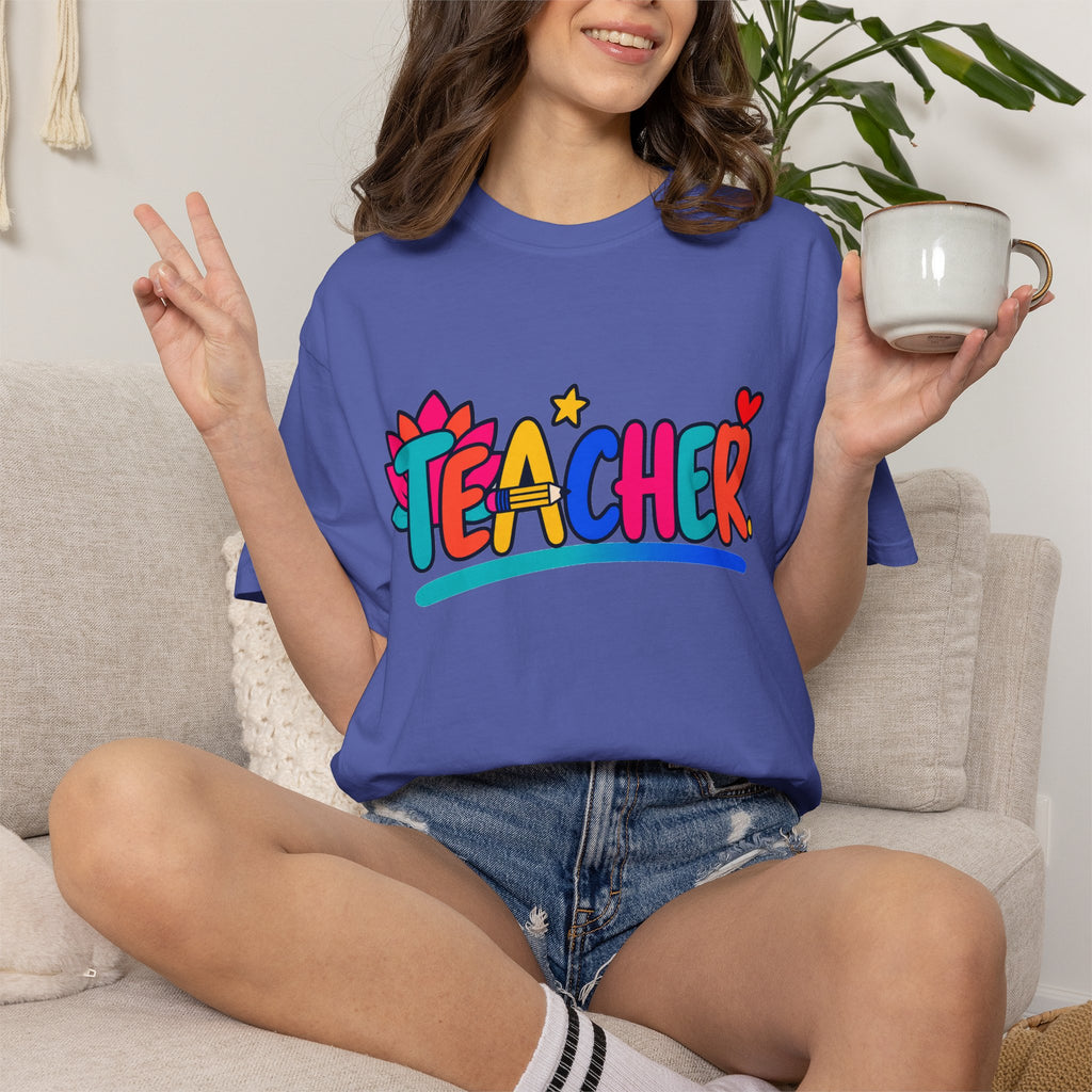 Colorful Teacher Comfort Colors® Heavyweight Tee 🍎✏️