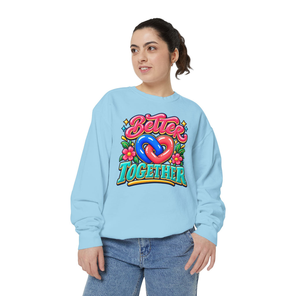 Better Together Heart Sweatshirt — Yellow & Aqua