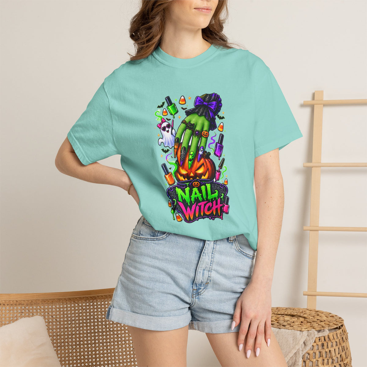 Nail Witch Halloween Tee – Adult Unisex Nail Tech & Beauty Salon Shirt