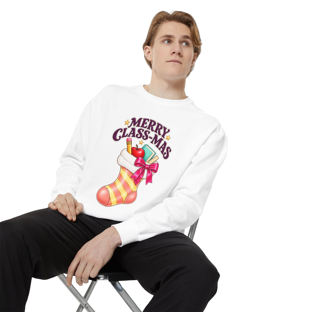 Merry Class-mas Sweatshirt – Cute Christmas Stocking Teacher Holiday Sweater