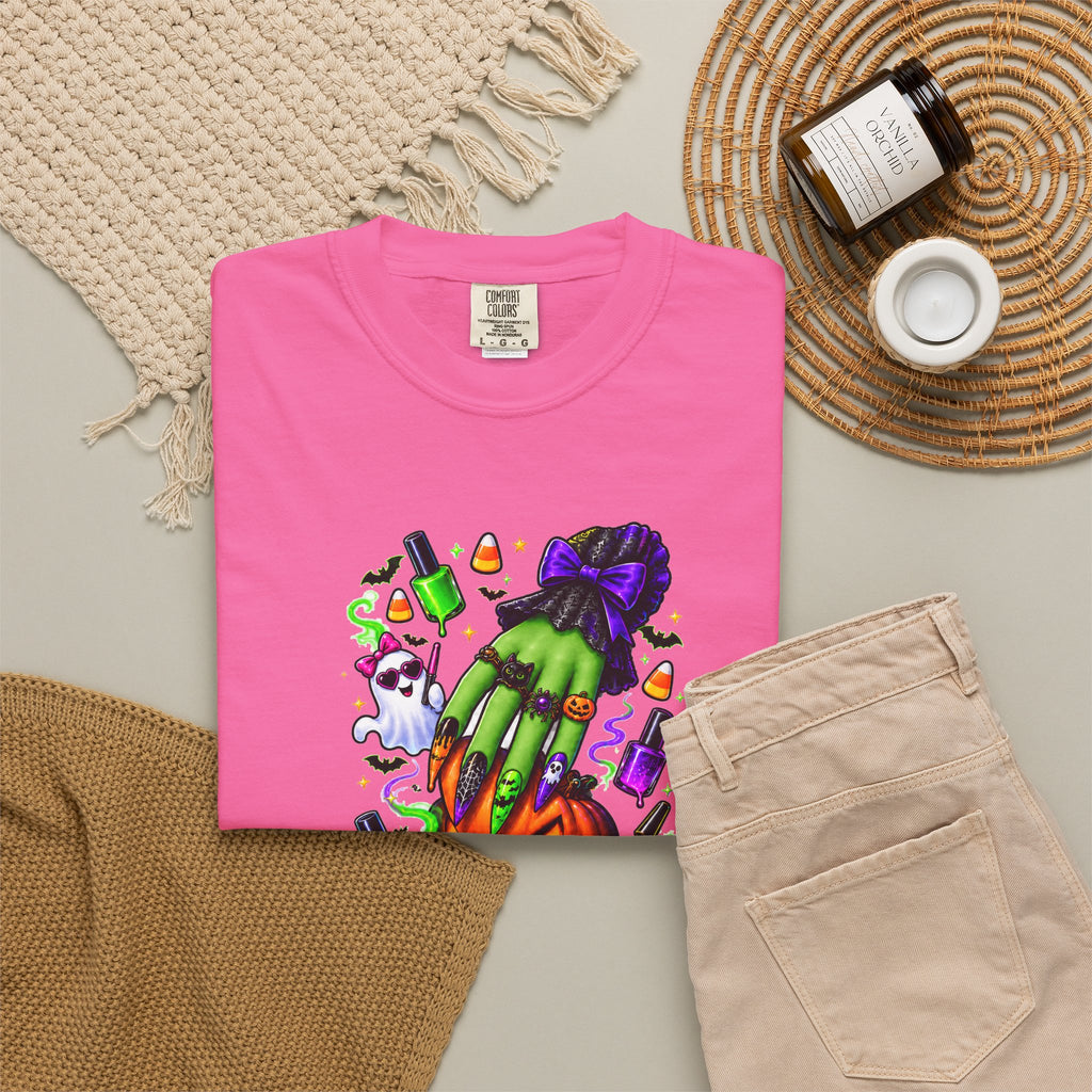 Nail Witch Halloween Tee – Adult Unisex Nail Tech & Beauty Salon Shirt