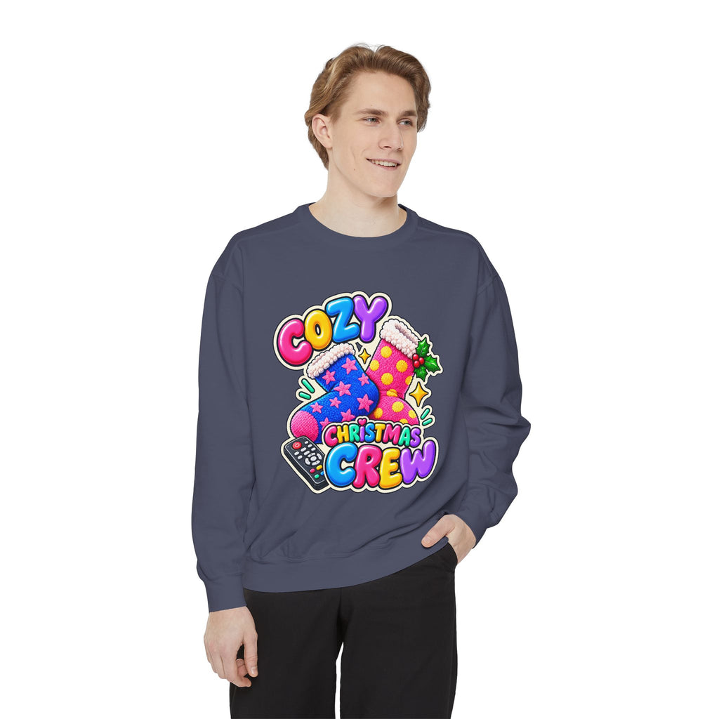 Cozy Christmas Crew Crewneck Sweatshirt 🧦🎄📺