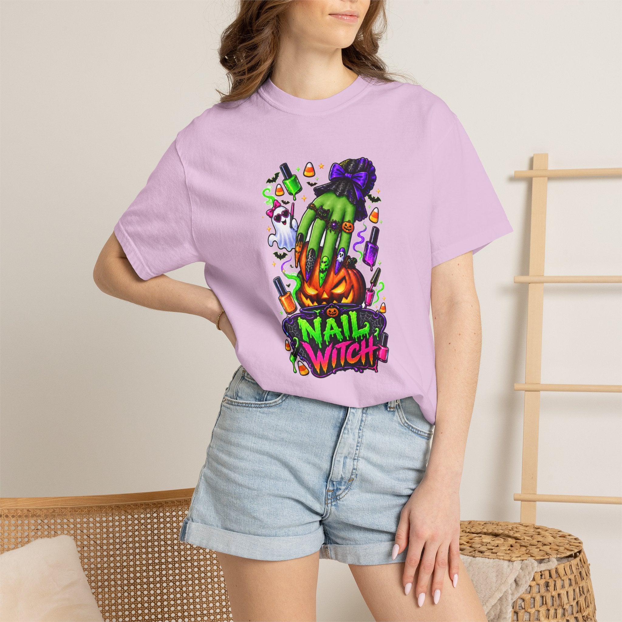 Nail Witch Halloween Tee – Adult Unisex Nail Tech & Beauty Salon Shirt