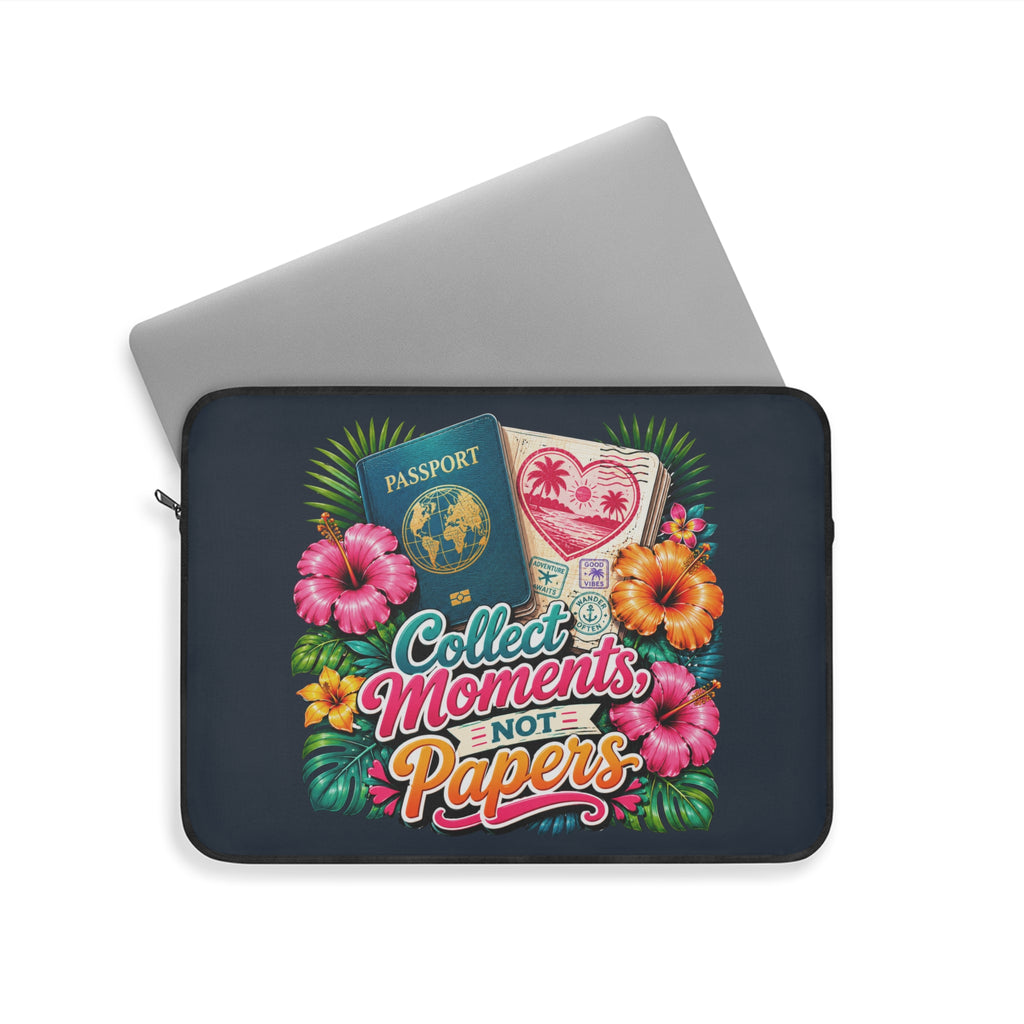 Collect Moments, Not Papers - Deep Passport Laptop and iPad Sleeve