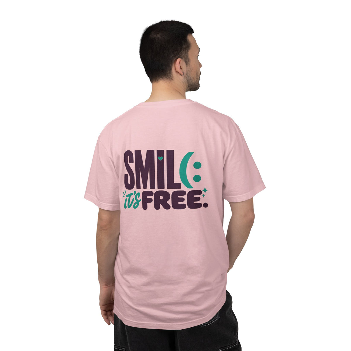 SMIL(: IT’S FREE. Front & Back Garment-Dyed Graphic Tee