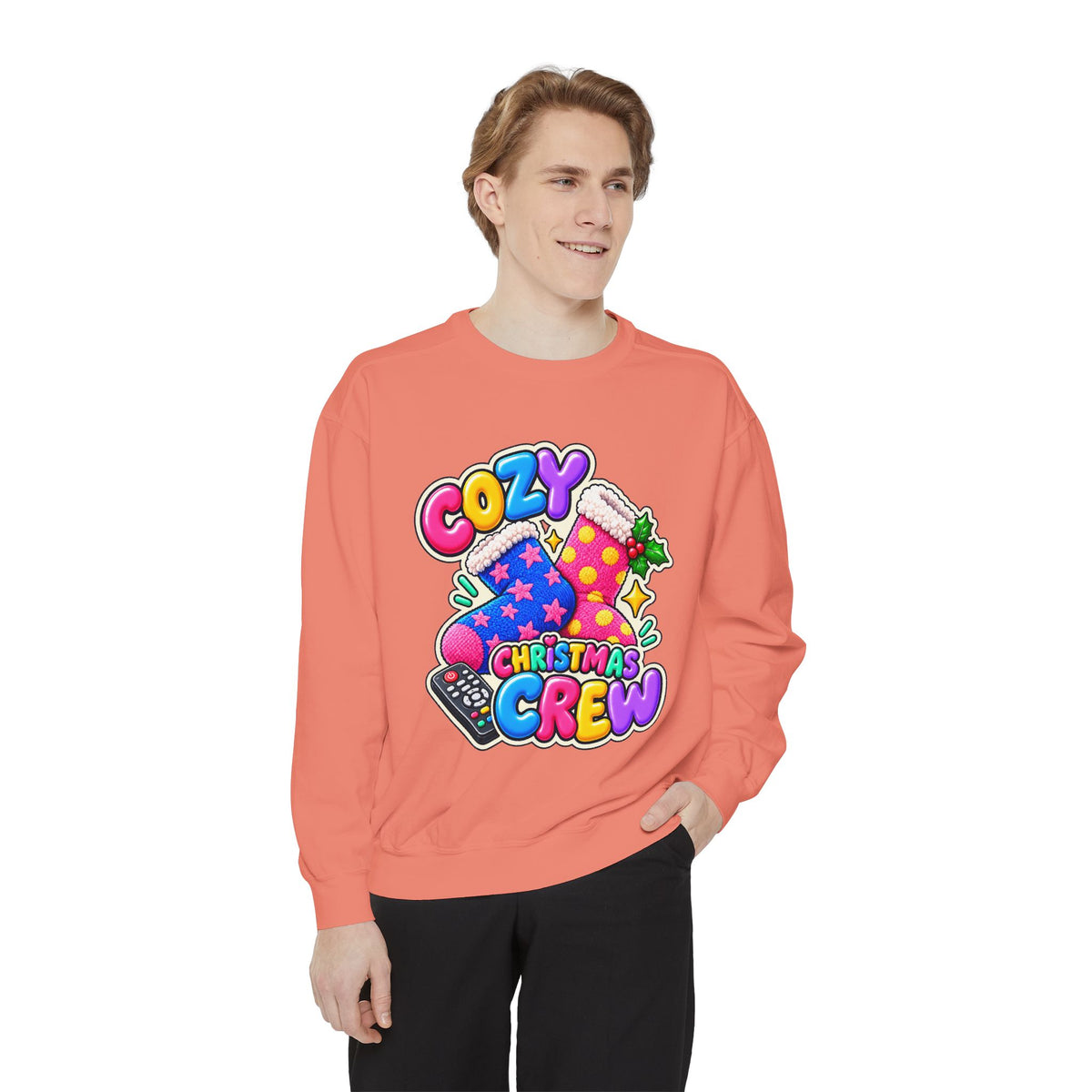 Cozy Christmas Crew Crewneck Sweatshirt 🧦🎄📺
