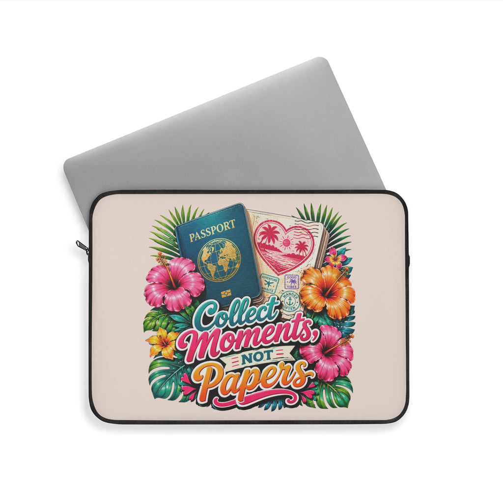 Collect Moments, Not Papers - Sunkissed Peach Laptop and iPad Sleeve