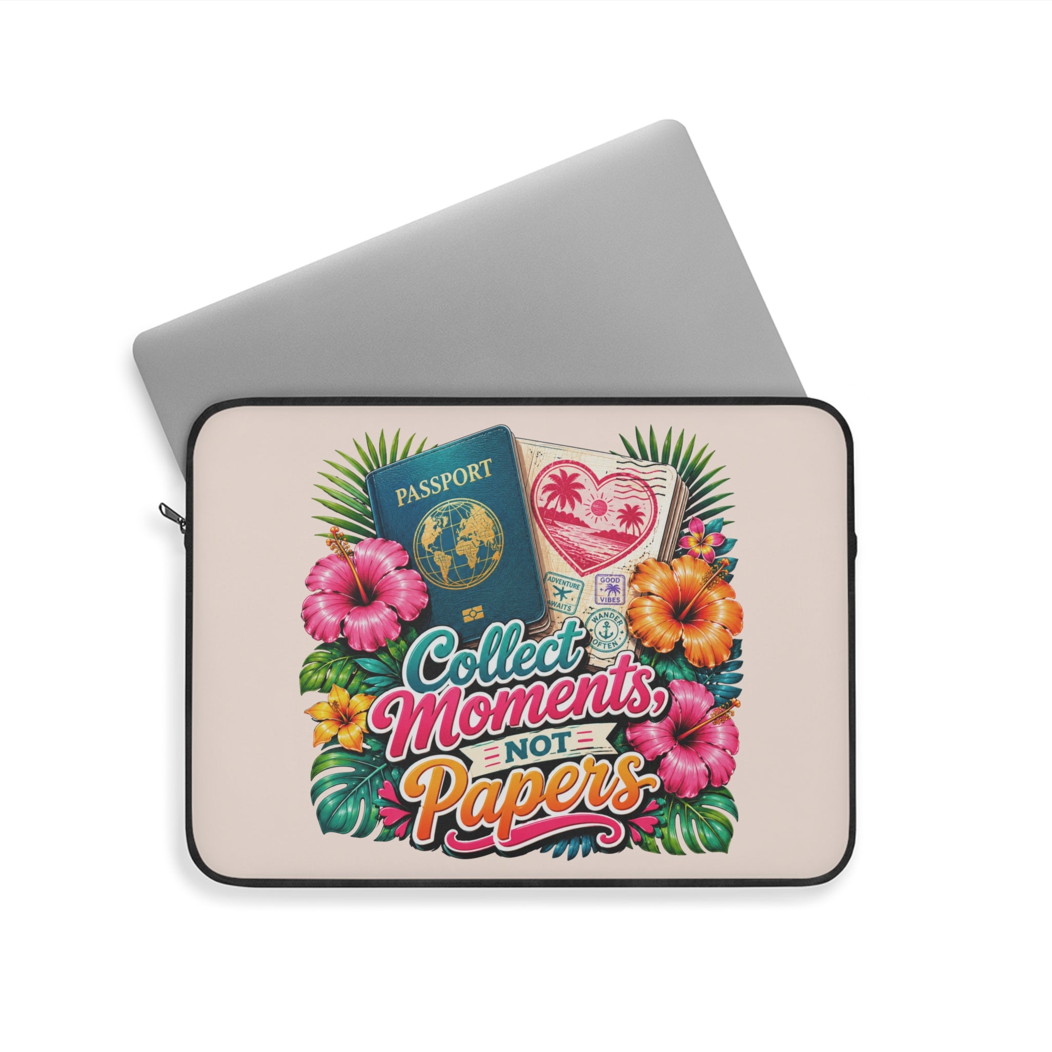 Collect Moments, Not Papers - Sunkissed Peach Laptop and iPad Sleeve