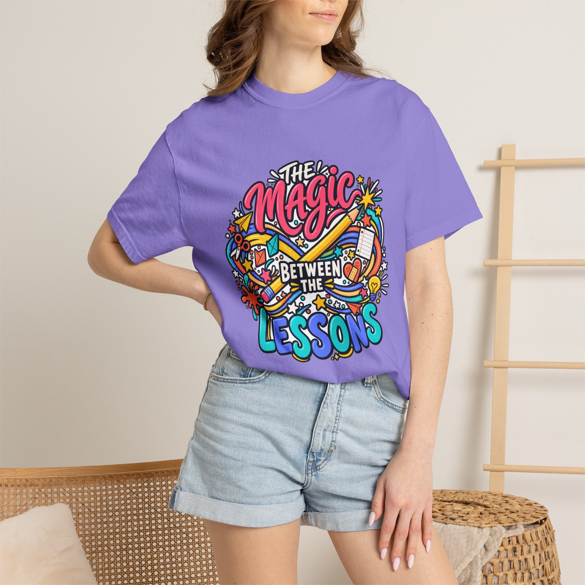 The Magic Between the Lessons Teacher Comfort Colors® Tee ✏️✨
