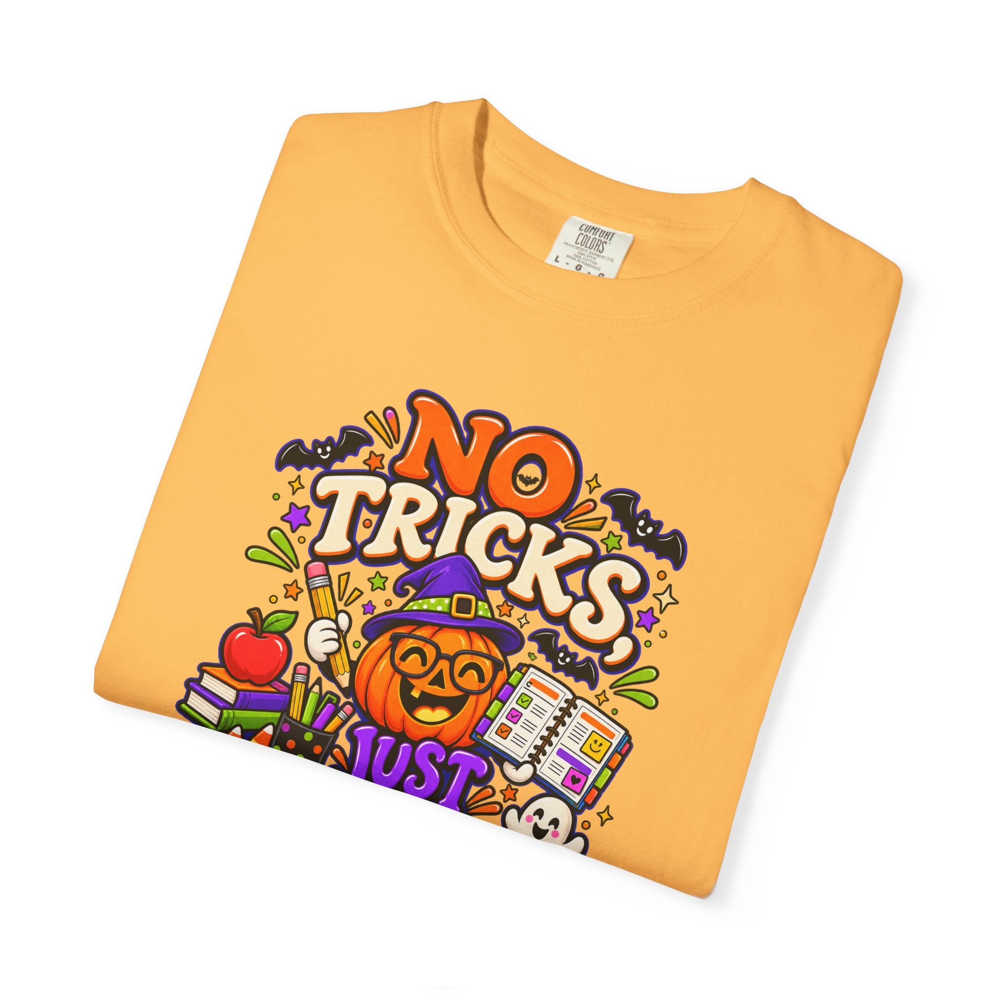 Halloween Teacher T-Shirt - "No Tricks, Just Lesson Plans"