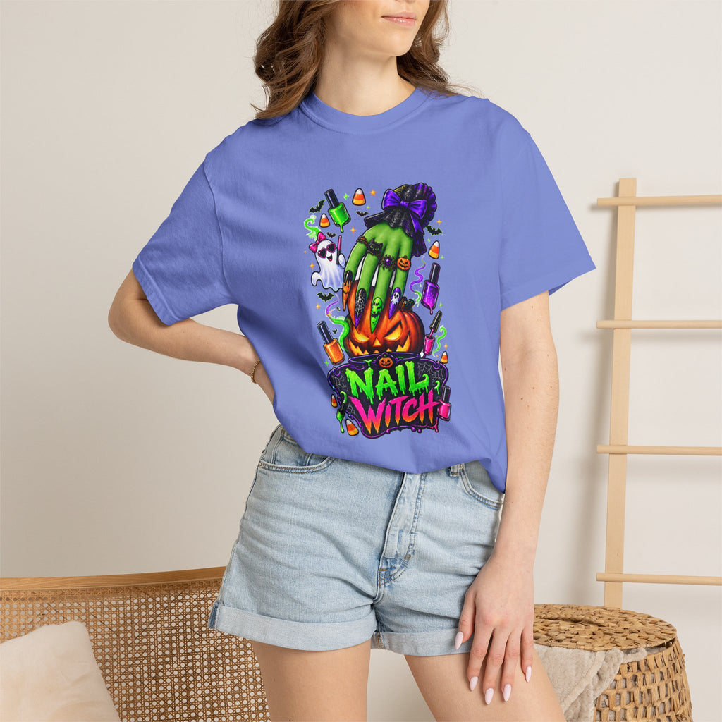 Nail Witch Halloween Tee – Adult Unisex Nail Tech & Beauty Salon Shirt