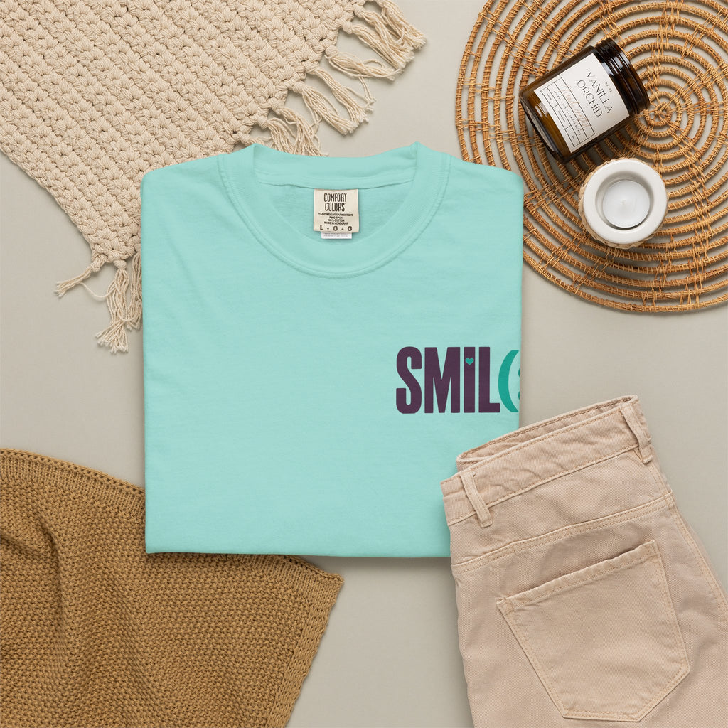 SMIL(: IT’S FREE. Front & Back Garment-Dyed Graphic Tee