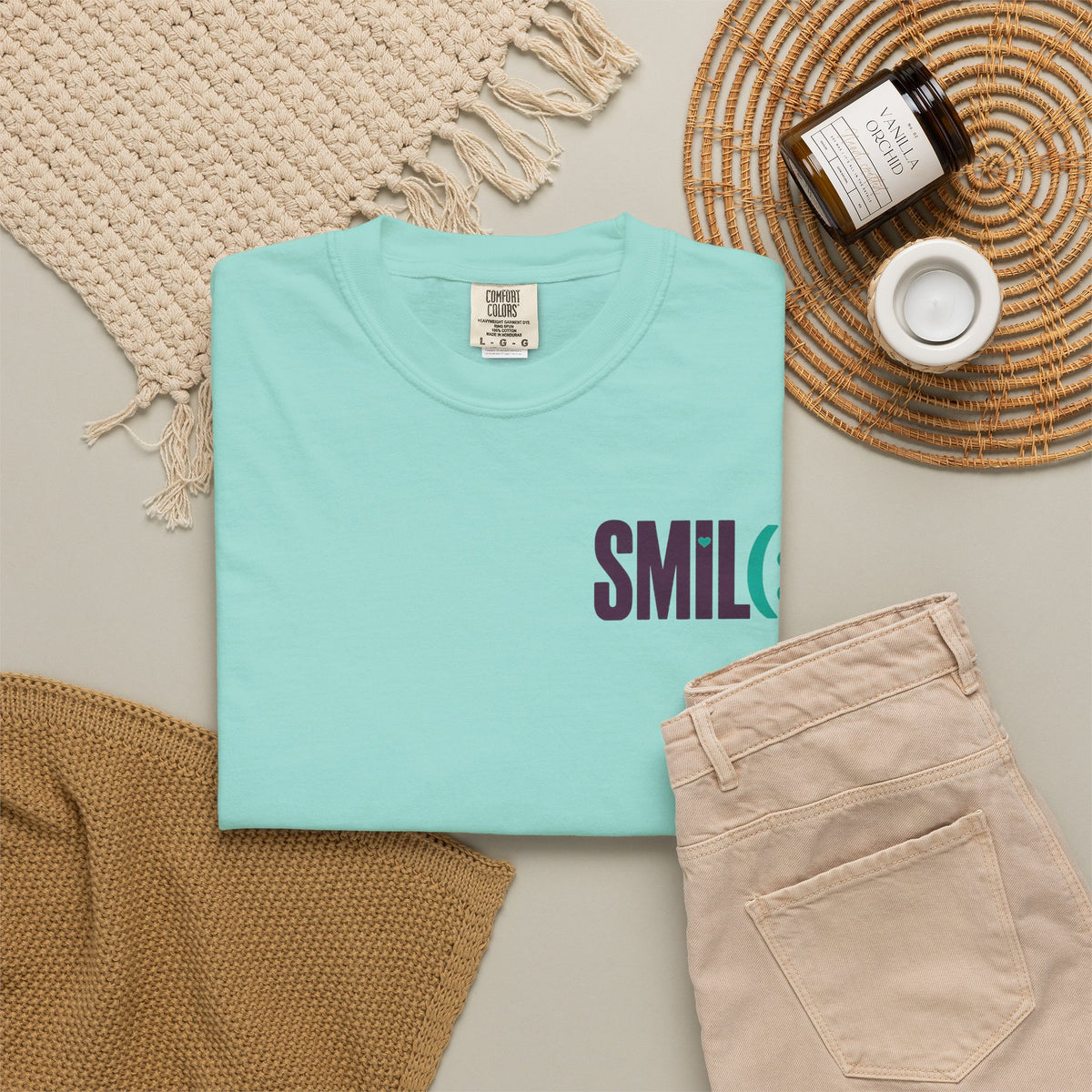 SMIL(: IT’S FREE. Front & Back Garment-Dyed Graphic Tee