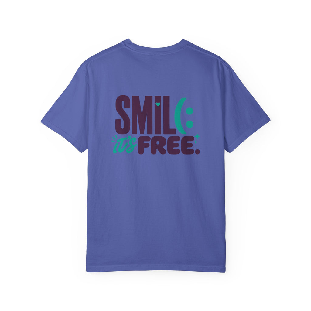 SMIL(: IT’S FREE. Front & Back Garment-Dyed Graphic Tee