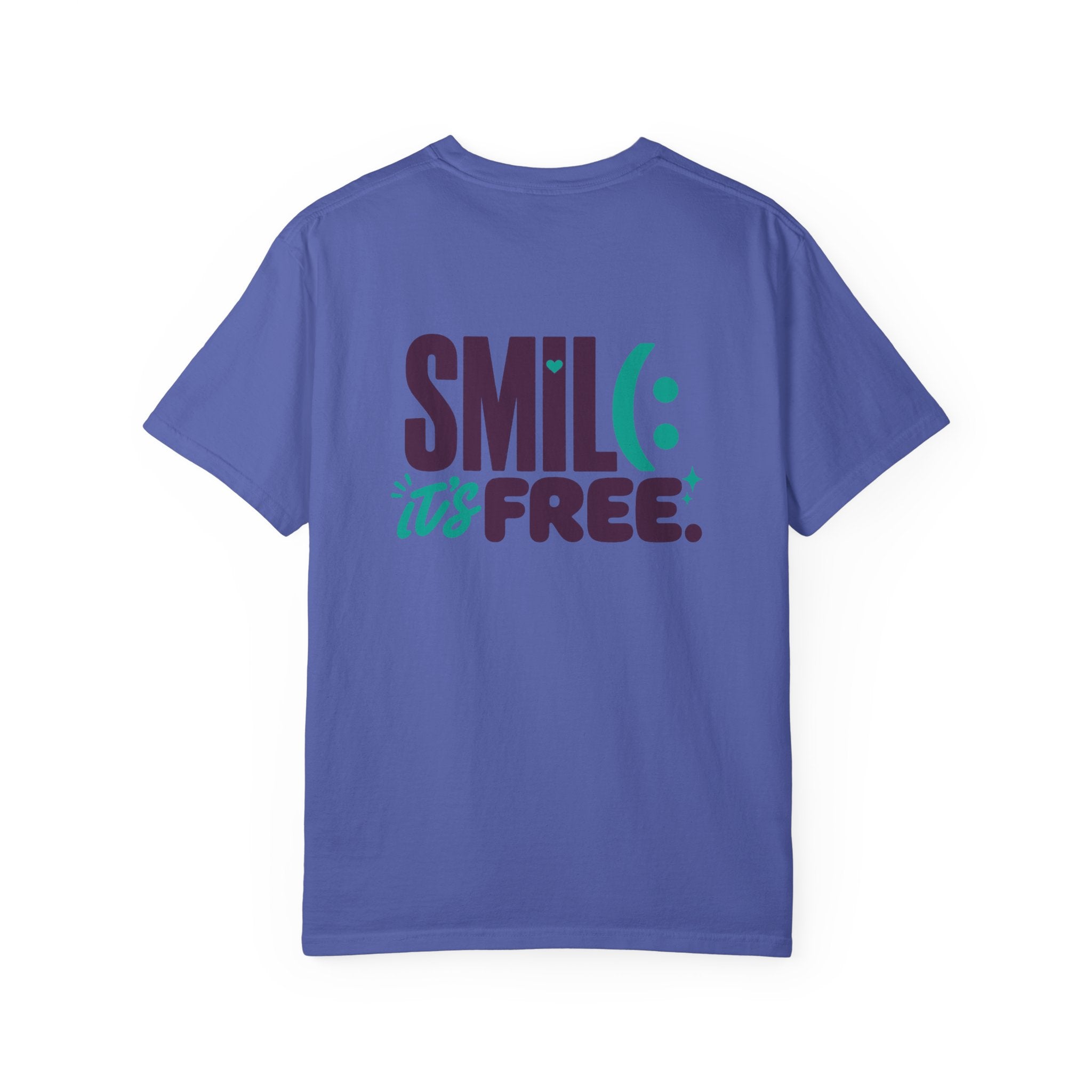 SMIL(: IT’S FREE. Front & Back Garment-Dyed Graphic Tee