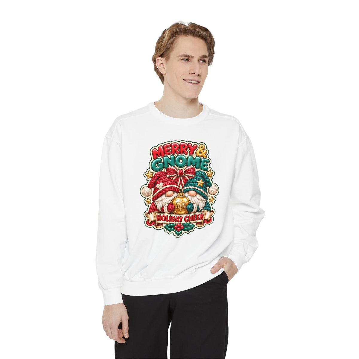 Merry and Gnome Holiday Cheer Sweatshirt — Cute Christmas Design